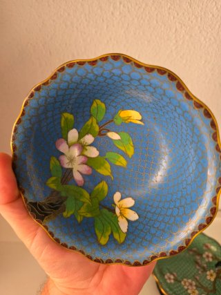 2 Cuencos Chinos Cloisonné Florales