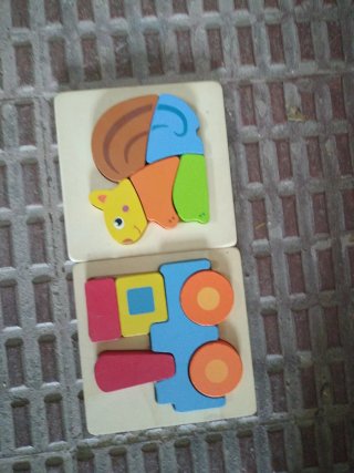 2 Puzzles Madera para bebés Animal y Coche