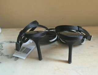 Sandalias Mango Tacon Brillantes Negro