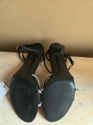 Sandalias Mango Tacon Brillantes Negro