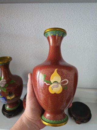 Set 3 Jarrones y Cuenco Cloisonne
