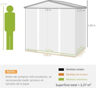 Caseta Jardín Outsunny 2,27 m²
