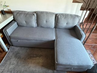 Sofá cama gris tela