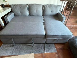 Sofá cama gris tela