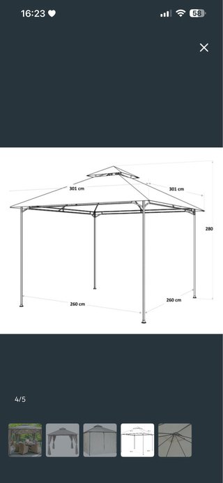 Pérgola Beige 3x3m con recambios nuevos!