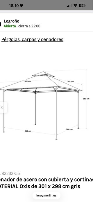 Pérgola Beige 3x3m con recambios nuevos!