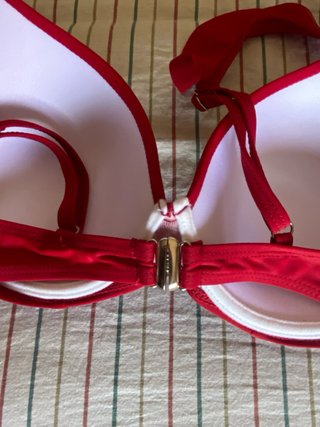 Bikini rojo Shein con volantes con cierre