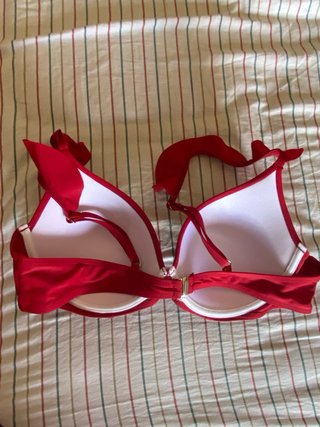 Bikini rojo Shein con volantes con cierre