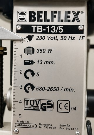 Taladro sobremesa Belflex TB-13/5 con mordaza