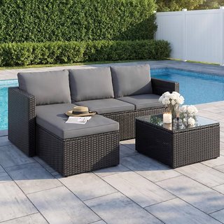 SOFA CHAISLEONGUE MODULAR PARA JARDIN MAS MESA