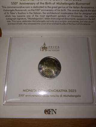Moneda 2 euros Vaticano 2025 Michelangelo