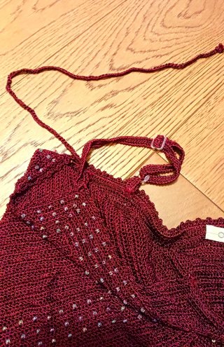 Top bordeaux in maglia Oltre (Tg. L) con perline