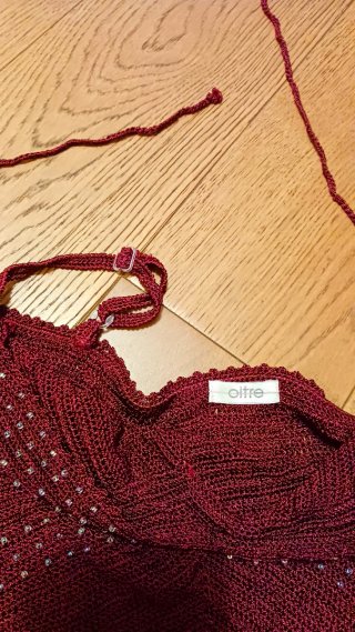 Top bordeaux in maglia Oltre (Tg. L) con perline