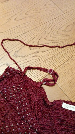 Top bordeaux in maglia Oltre (Tg. L) con perline