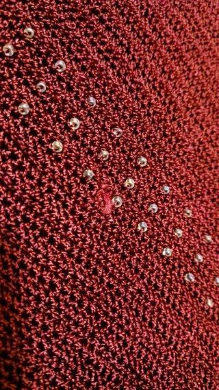 Top bordeaux in maglia Oltre (Tg. L) con perline