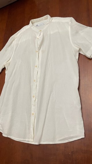 Camisa Zara Blanca Manga Corta Talla S