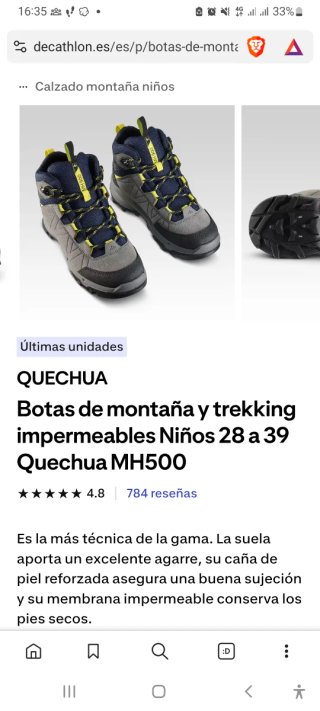 Botas montaña niño talla 34