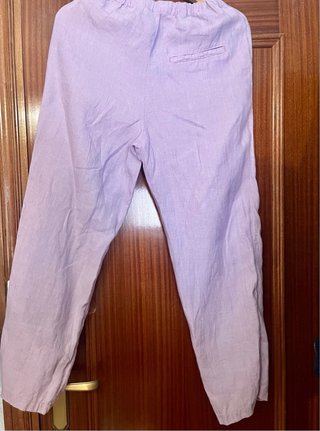 Pantalón Mango Hilo Talla S Lila