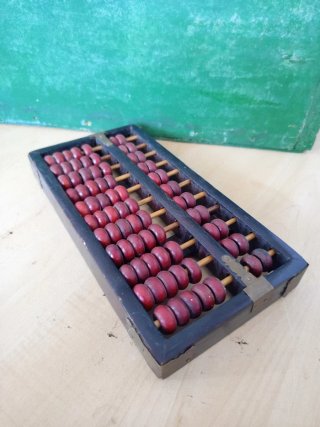 Antiguo ábaco chino suanpan madera años 70