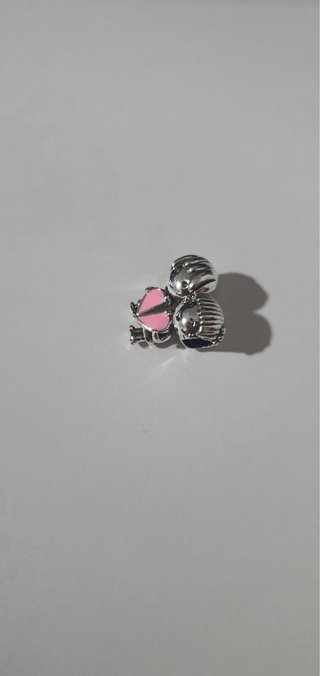 Charm Niña y Niño corazón Plata y Rosa