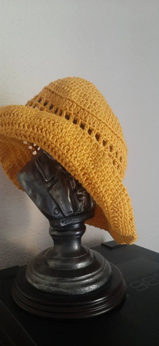 Sombrero de playa crochet amarillo girasol