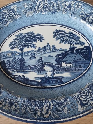 Bandeja Vintage Azul e Branca