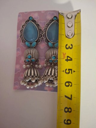 Pendientes Tribales India Piedras Azules