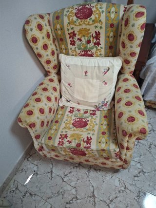 Orejero tela beige y rojo