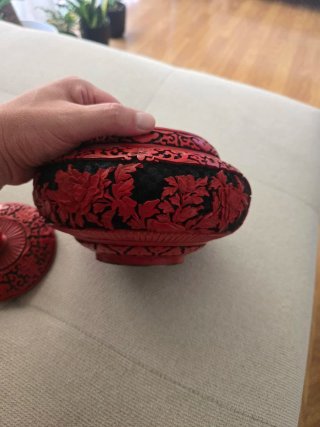 Caja china cinabrio con tapa