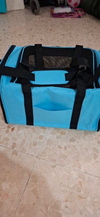 Transportín para perros azul y negro