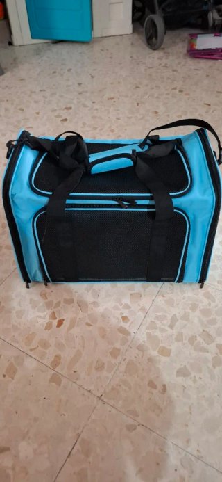 Transportín para perros azul y negro