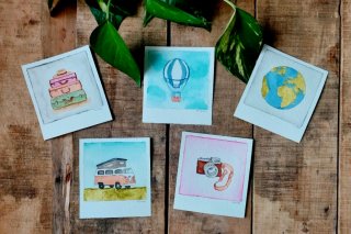 Porta fotos de cerámica + Ilustración a elegir