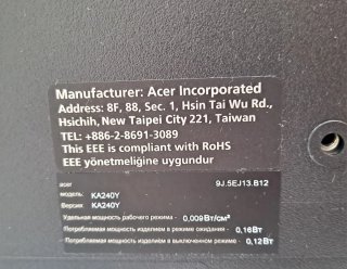 Pantalla Acer 24 Negra