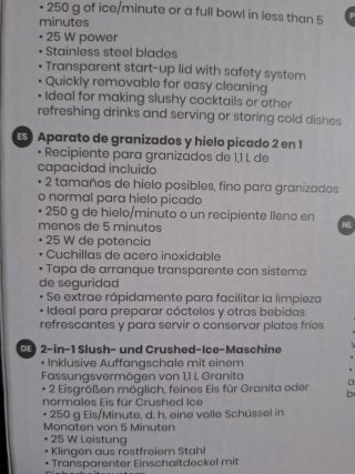 Máquina de Granizados y Hielo Picado
