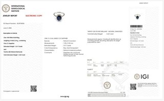 Anillo Oro Zafiro y Diamantes certificación IGI