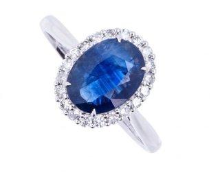 Anillo Oro Zafiro y Diamantes certificación IGI