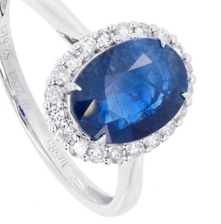 Anillo Oro Zafiro y Diamantes certificación IGI