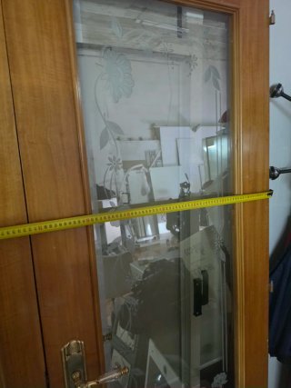 Puerta de madera con cristal decorado 2 hojas