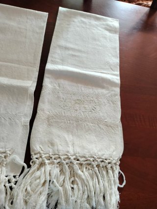 2 Tovaglie bagno vintage cotone bianco