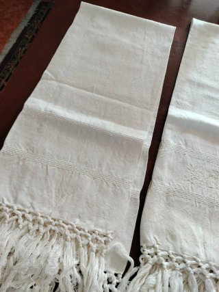 2 Tovaglie bagno vintage cotone bianco
