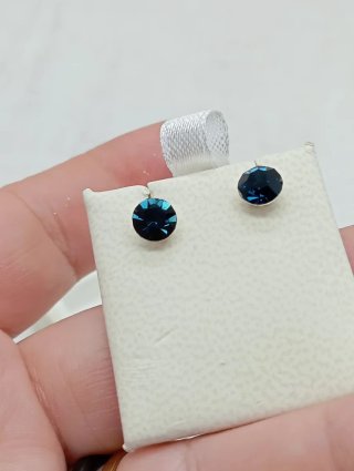Dos pares Pendientes botón azules