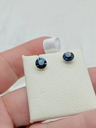 Dos pares Pendientes botón azules