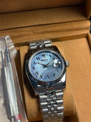Seiko Mod Datejust Esfera Árabe Azul