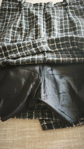Falda pantalón tweed cuadros gris y blanco