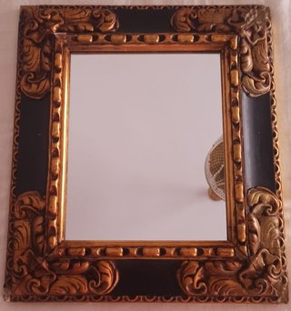 Espejo Antiguo Marco Negro y Dorado