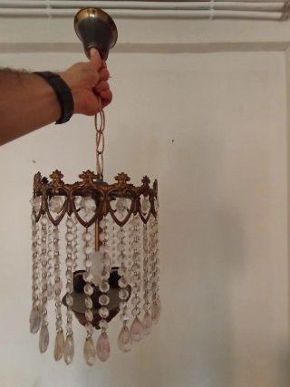 Lámpara de techo colgante de cristal y metal
