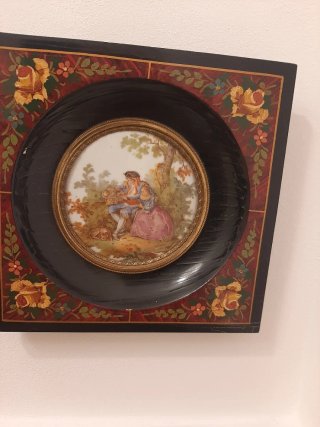 Pareja de cuadros antiguos porcelana