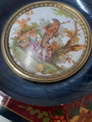 Pareja de cuadros antiguos porcelana