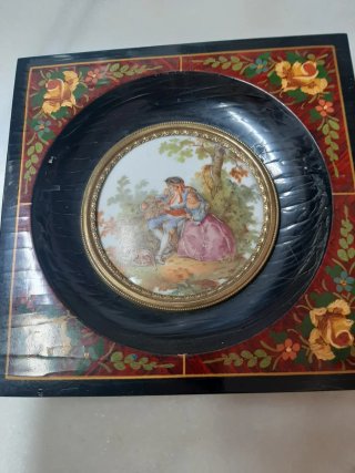 Pareja de cuadros antiguos porcelana