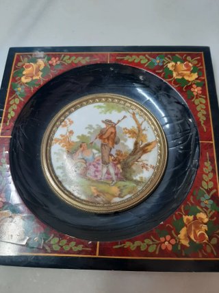 Pareja de cuadros antiguos porcelana